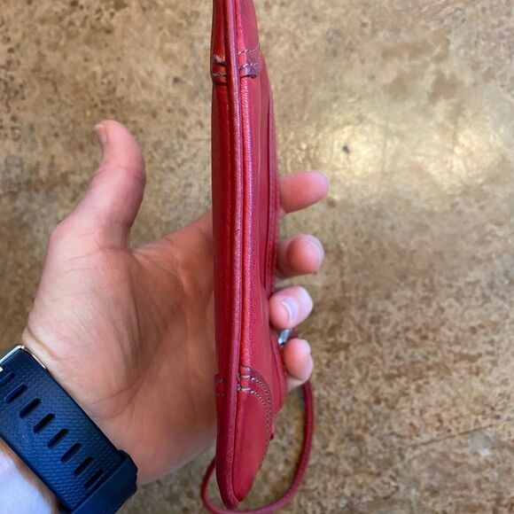 Vintage Fossil Fire Engine Red leather mini clutch wristlet - Picture 5 of 7